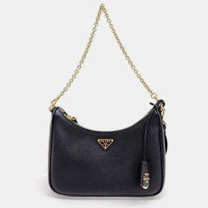 Prada Saffiano Lux Chain Hobo Bag