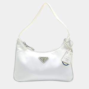 Prada White Nylon Tessuto Hobo Bag 