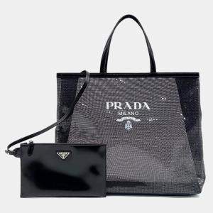 Prada Black Sequin mesh Tote Bag