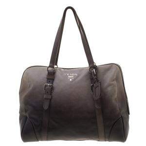 Pre Owned Prada Grey Ombre Glace Calf Leather Tote 