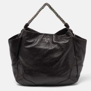 Prada Brown Cervo Leather Chain Hobo