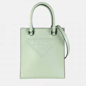 Prada Green Leather Mini Logo Drill Satchel