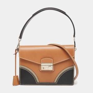 Prada Tricolor Vitello Leather Sound Flap Top Handle Bag