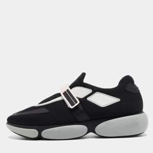 Prada Black Mesh and Leather Cloudbust Sneakers Size 38.5