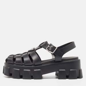 Prada Black Rubber Monolith Sandals Size 37