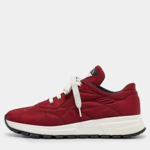 Prada Burgundy nylon Details Low Top Sneakers Size 38