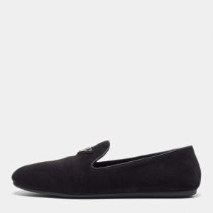 Prada Black Suede Slip On Smoking Slippers Size 38