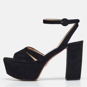 Prada Black Suede Ankle Strap Sandals Size 39.5