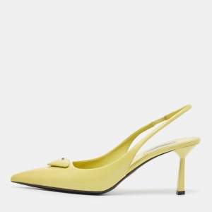 Prada Green Patent Pointed Toe Slingback Pumps Size 39