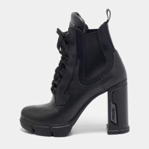 Prada Black Leather Ankle Length Boots Size 39.5