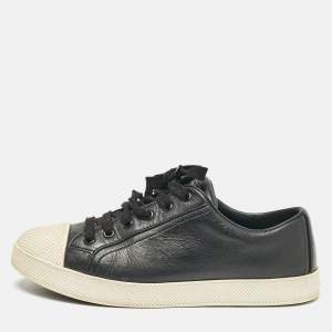 Prada Black Leather Lace Up Sneakers Size 36.5