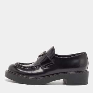 Prada Black Leather Slip On Loafers Size 39