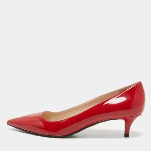 Prada Red Patent Leather Pointed Toe Pumps Size 39.5