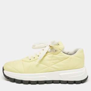 Prada Yellow Nylon Gabardine Low Top Sneakers 39.5
