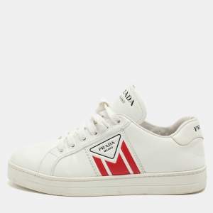 Prada White Leather Lace Up Sneakers Size 39