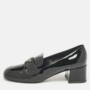 Prada Black Patent Leather Loafer Pumps Size 36 