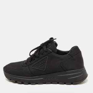 Prada Black Nylon Prax Logo Low Top Sneakers Size 37