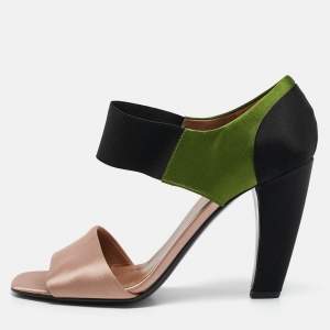 Prada Multicolor Satin Ankle Strap Sandals Size 38.5