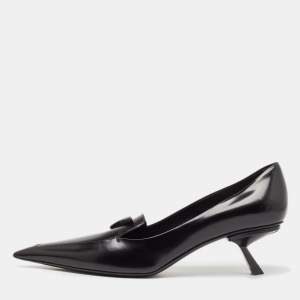 Prada Black Leather Bow Pointed Toe Pumps Size 40