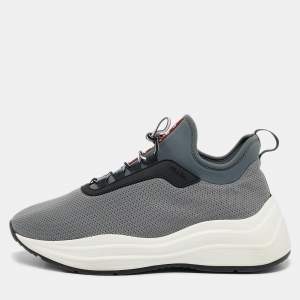 Prada Grey Fabric and Mesh America's Cup Lace Up Sneakers Size 39
