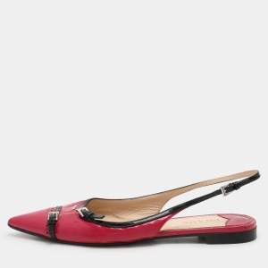Prada Pink Patent Leather Slingback Sandals Size 41