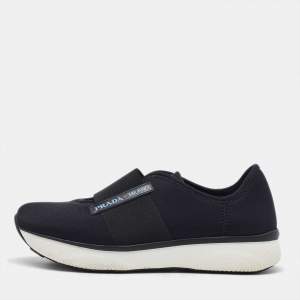 Prada Black Neoprene Slip On Sneakers Size 37.5