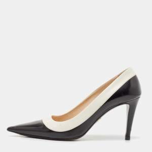 Prada Black/White Leather Pointed Toe Pumps Size 39