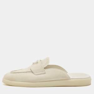Pre Owned Prada Grey Suede San Tropez Mules Size 40.5