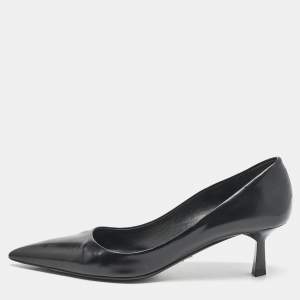 Prada Black Leather Pointed Toe Pumps Size 37