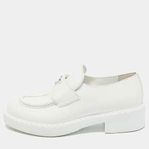 Prada White Patent Leather Slip On Loafers Size 37.5