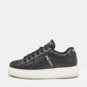 Prada Black Leather Lace Up Sneakers Size 36