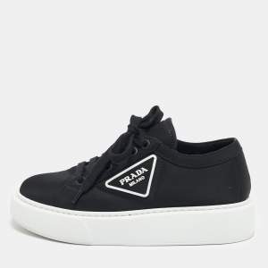 Prada Black Nylon Wheel Cassetta Low-Top Sneakers Size 36