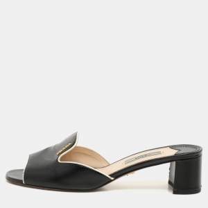 Prada Black Patent Leather Slide Sandals Size 36.5