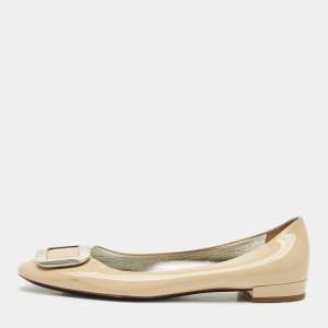 Prada Beige Patent Leather Ballet Flats Size 39.5