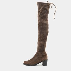 Prada Brown Suede Over The Knee Boots Size 40