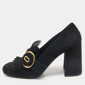 Prada Black Suede Fringe Pumps Size 38.5