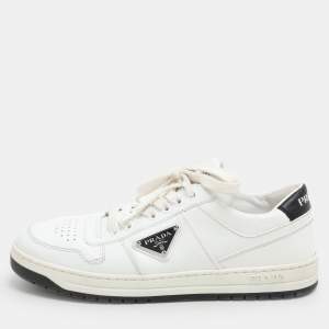 Prada White Leather Downtown Low-Top Sneakers Size 38