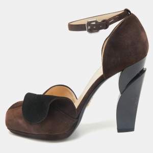 Prada Brown Suede Mary Jane Pumps Size 38.5
