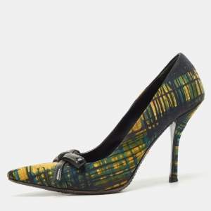 Prada Multicolor Fabric Bow Pointed Toe Pumps Size 38.5