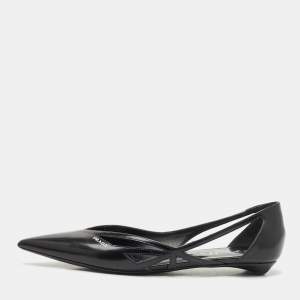 Prada Black Brushed Leather Ballet Flats Size 38