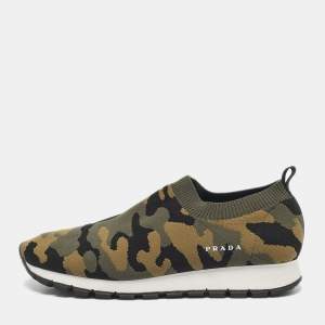 Prada Multicolor Camouflage Fabric Slip On Sneakers Size 38