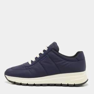 Pre Owned Prada Navy Blue Nylon Prax 01 Low Top Sneakers Size 37.5