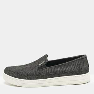 Pre Owned Prada Black Denim Slip On Sneakers Size 40