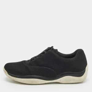 Pre Owned Prada Black Mesh Slip On Sneakers Size 38