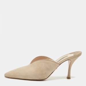 Pre Owned Prada Grey Suede Pointed Toe Mule Sandals Size 38