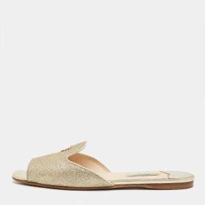 مملوكة مسبقًا Prada Size 38.5 Metallic Glitter Flat Slides
