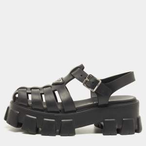مملوكة مسبقًا Prada Monolith Size 38 Black Rubber Platform Sandals