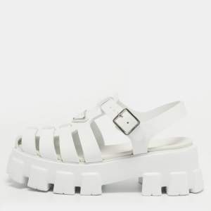 مملوكة مسبقًا Prada Monolith Size 37 White Rubber Platform Sandals