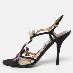 مملوكة مسبقًا Prada Tulip Size 38.5 Multicolor Suede T Strap Sandals