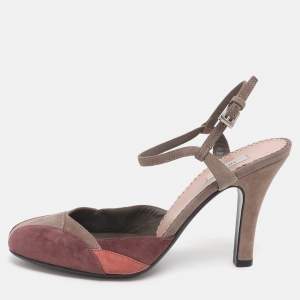 مملوكة مسبقًا Prada Size 36.5 Multicolor Suede Ankle Strap Sandals